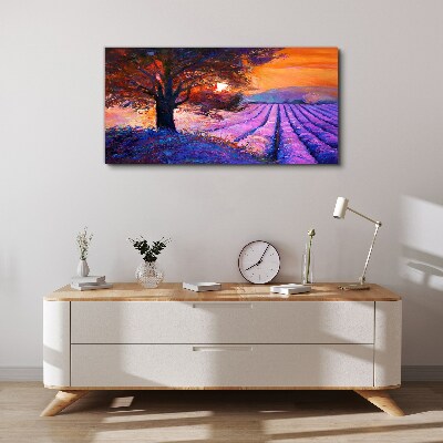 Purple landscape at sunset Canvas print