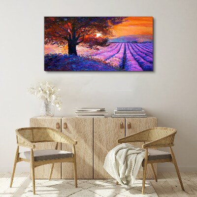 Purple landscape at sunset Canvas print