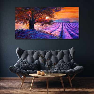 Purple landscape at sunset Canvas print