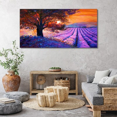 Purple landscape at sunset Canvas print