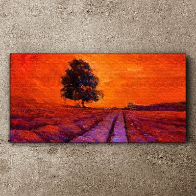 Sunset over the fields Canvas print