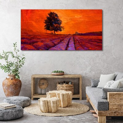 Sunset over the fields Canvas print