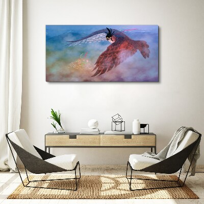 Flight of a bird of prey in the clouds Canvas Wall art