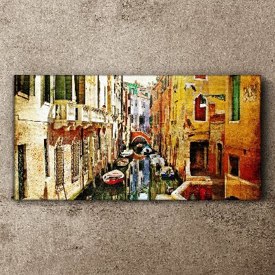 Venetian street with canal Canvas Wall art