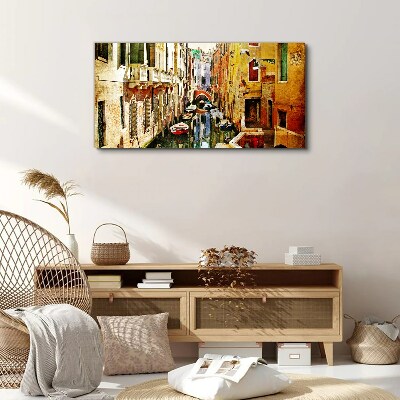 Venetian street with canal Canvas Wall art