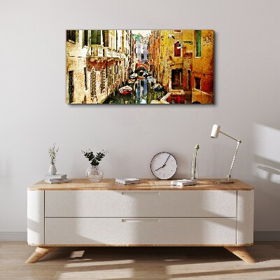Venetian street with canal Canvas Wall art