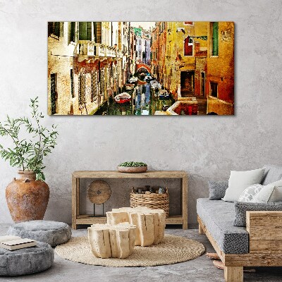 Venetian street with canal Canvas Wall art