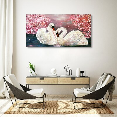 Swans tree blossoms Canvas Wall art