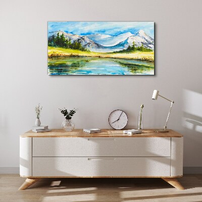 Mountain landscape in watercolor Canvas Wall art