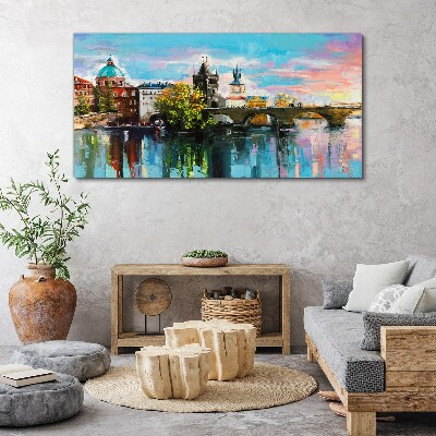 City river bridge heaven Canvas Wall art