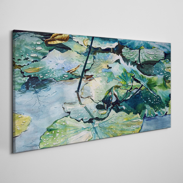 Water flowers with rain drops Canvas Wall art