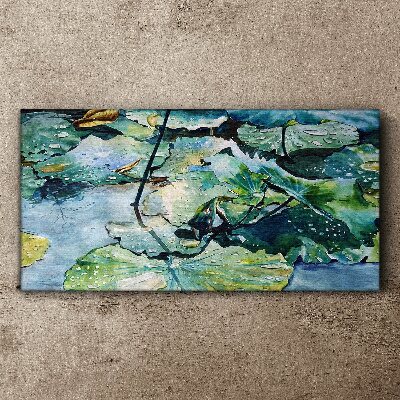 Water flowers with rain drops Canvas Wall art