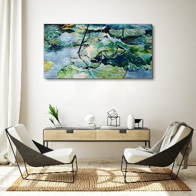 Water flowers with rain drops Canvas Wall art