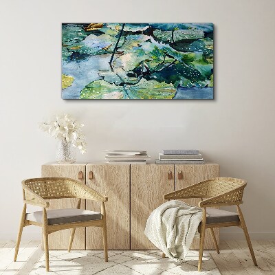 Water flowers with rain drops Canvas Wall art