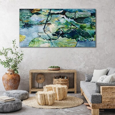 Water flowers with rain drops Canvas Wall art