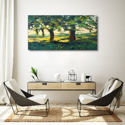 Abstraction grass trees Canvas Wall art