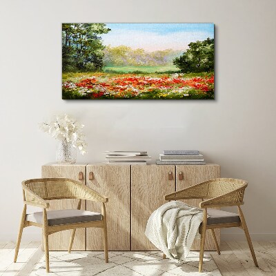 Floral landscape of a summer morning Canvas print