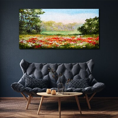 Floral landscape of a summer morning Canvas print