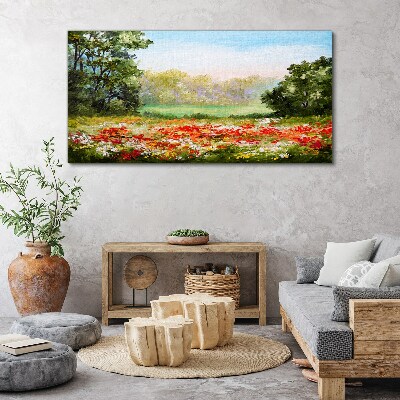 Floral landscape of a summer morning Canvas print