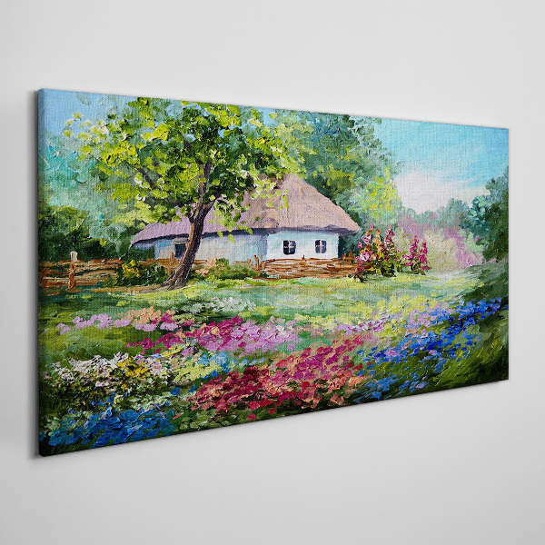Rural landscape with flowers Canvas print