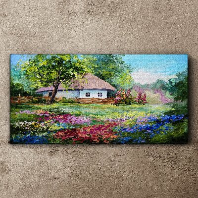Rural landscape with flowers Canvas print