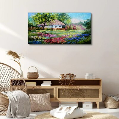 Rural landscape with flowers Canvas print