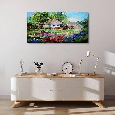 Rural landscape with flowers Canvas print