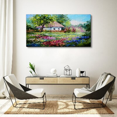 Rural landscape with flowers Canvas print