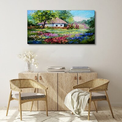 Rural landscape with flowers Canvas print