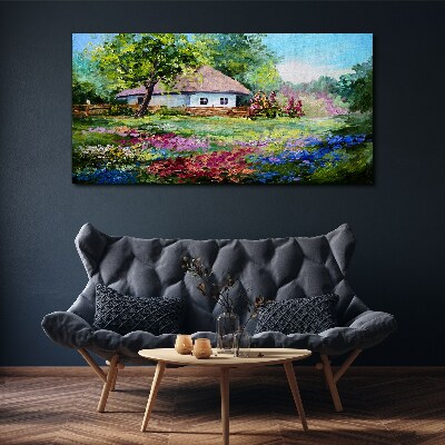 Rural landscape with flowers Canvas print