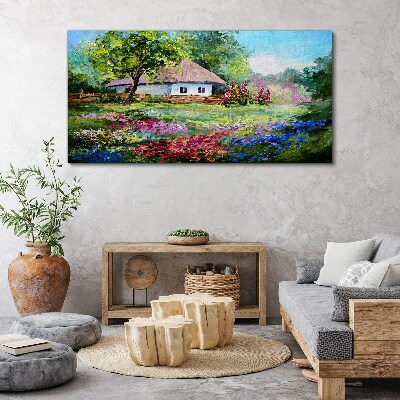 Rural landscape with flowers Canvas print