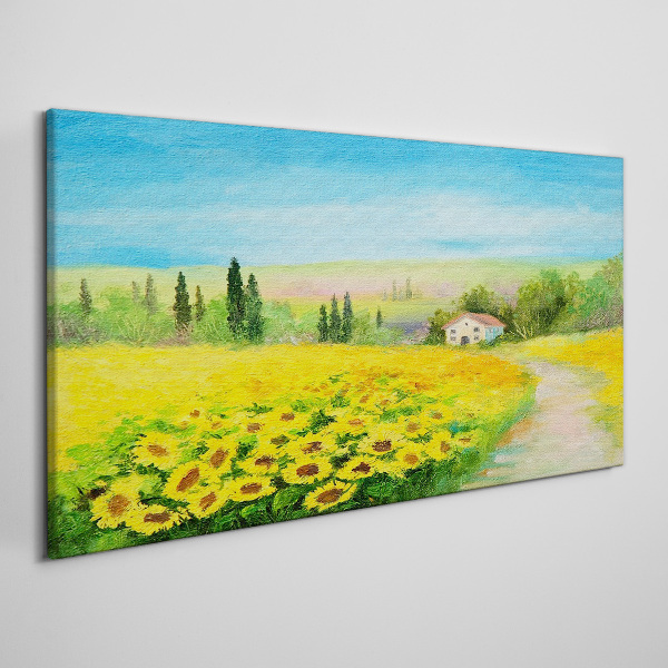 Sunflowers against a blue sky Canvas print