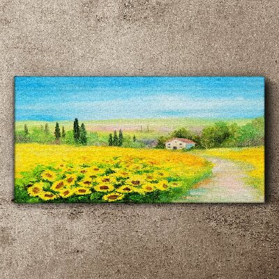 Sunflowers against a blue sky Canvas print