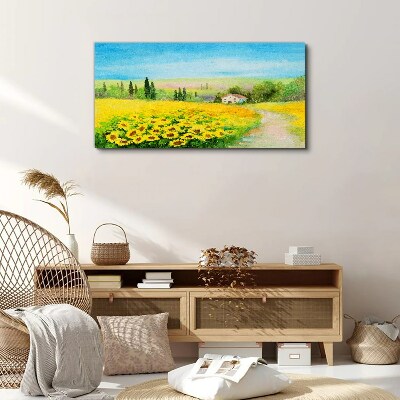 Sunflowers against a blue sky Canvas print