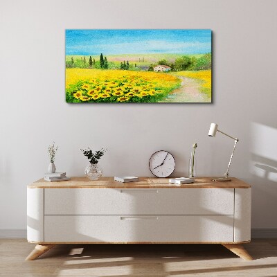 Sunflowers against a blue sky Canvas print