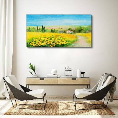 Sunflowers against a blue sky Canvas print