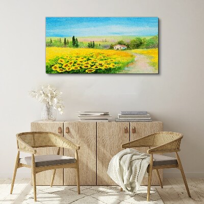 Sunflowers against a blue sky Canvas print