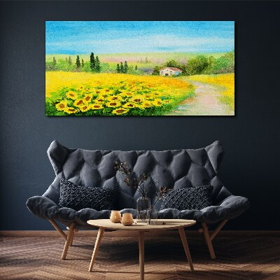 Sunflowers against a blue sky Canvas print