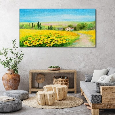 Sunflowers against a blue sky Canvas print