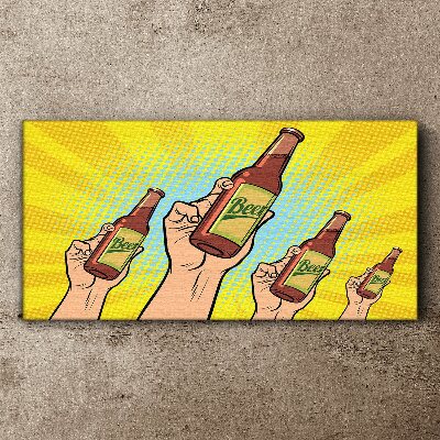 Joyful toasting with beer Canvas Wall art