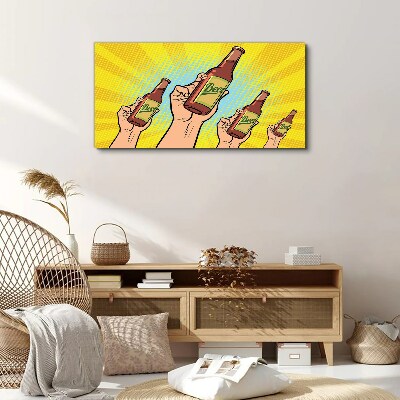 Joyful toasting with beer Canvas Wall art