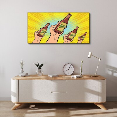 Joyful toasting with beer Canvas Wall art