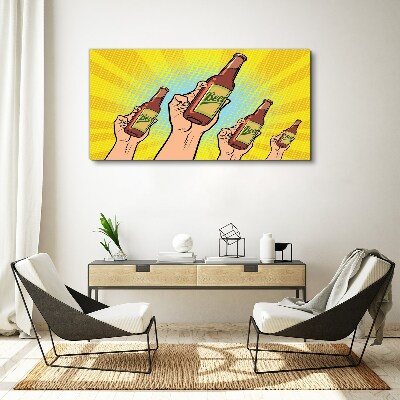 Joyful toasting with beer Canvas Wall art