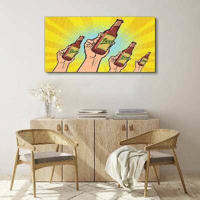 Joyful toasting with beer Canvas Wall art