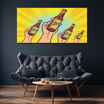 Joyful toasting with beer Canvas Wall art