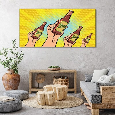 Joyful toasting with beer Canvas Wall art