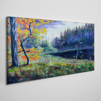 Abstraction tree lake Canvas Wall art