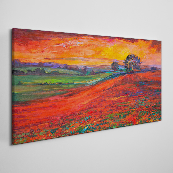Sunset over the red field Canvas print
