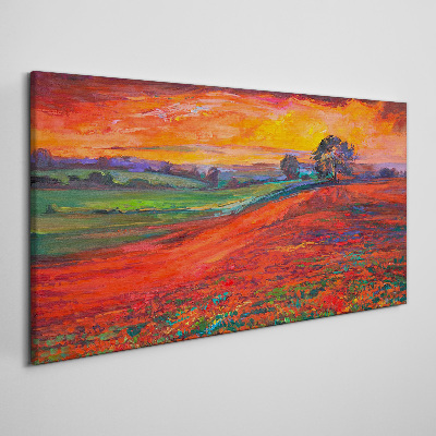Sunset over the red field Canvas print