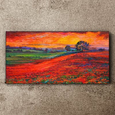 Sunset over the red field Canvas print